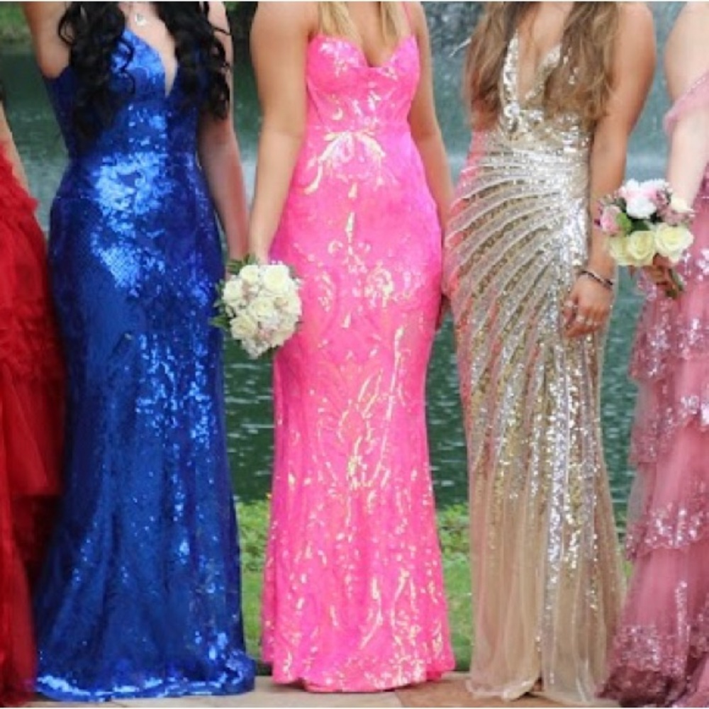 Pink rhinestone prom dress